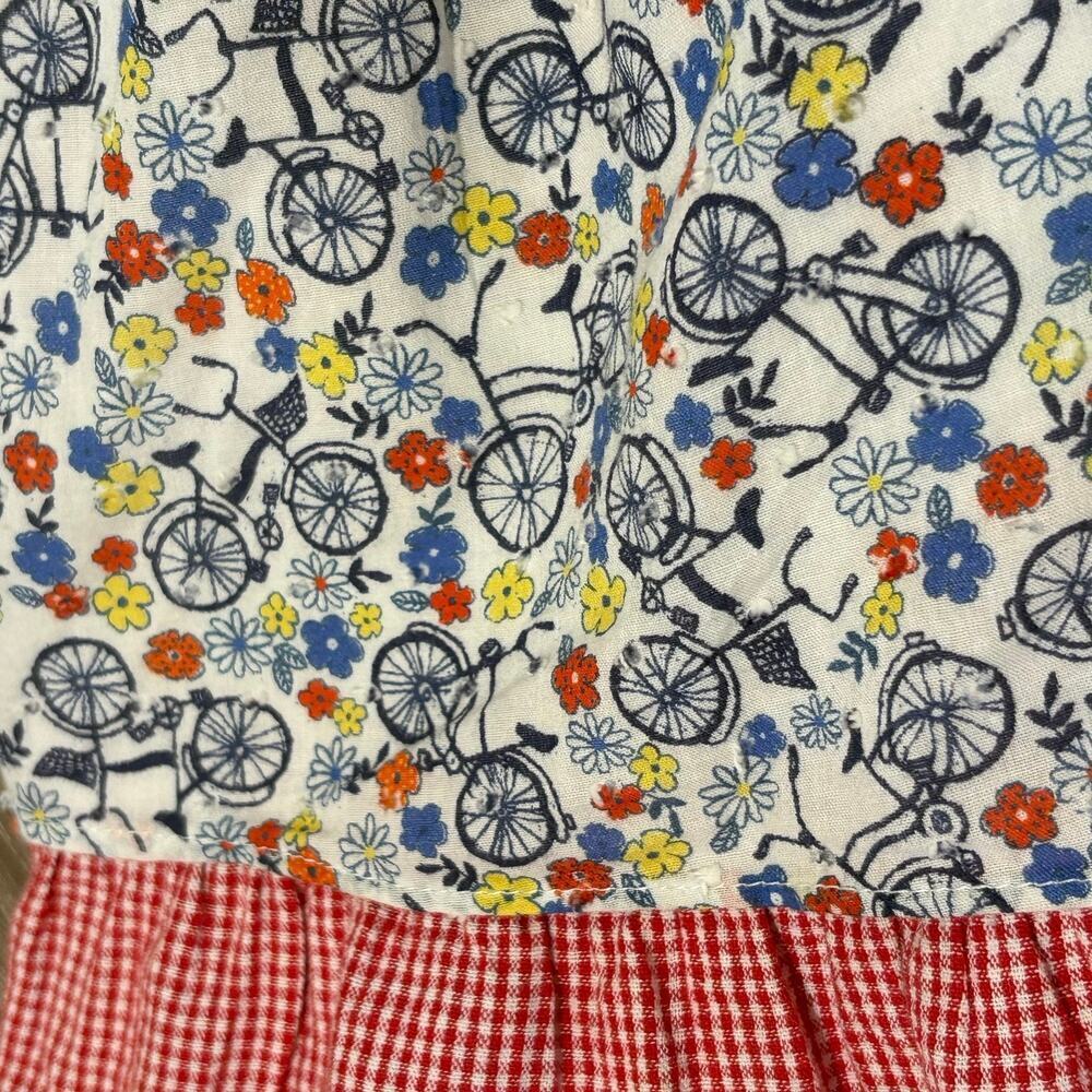 Pippa & Julie Bicycle Floral Dress Size 4 Whimsical Bike Print Gingham Bow​​ - Picture 4 of 11